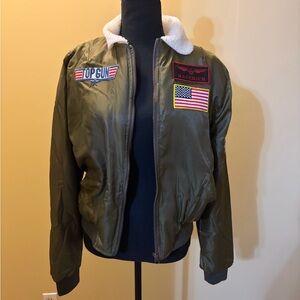 Leg Avenue Satin Olive Green Top Gun Jacket large but fits more like a medium